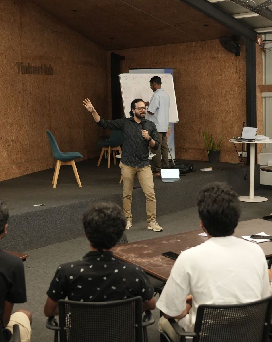Anand S Unni speaking at TinkerHub