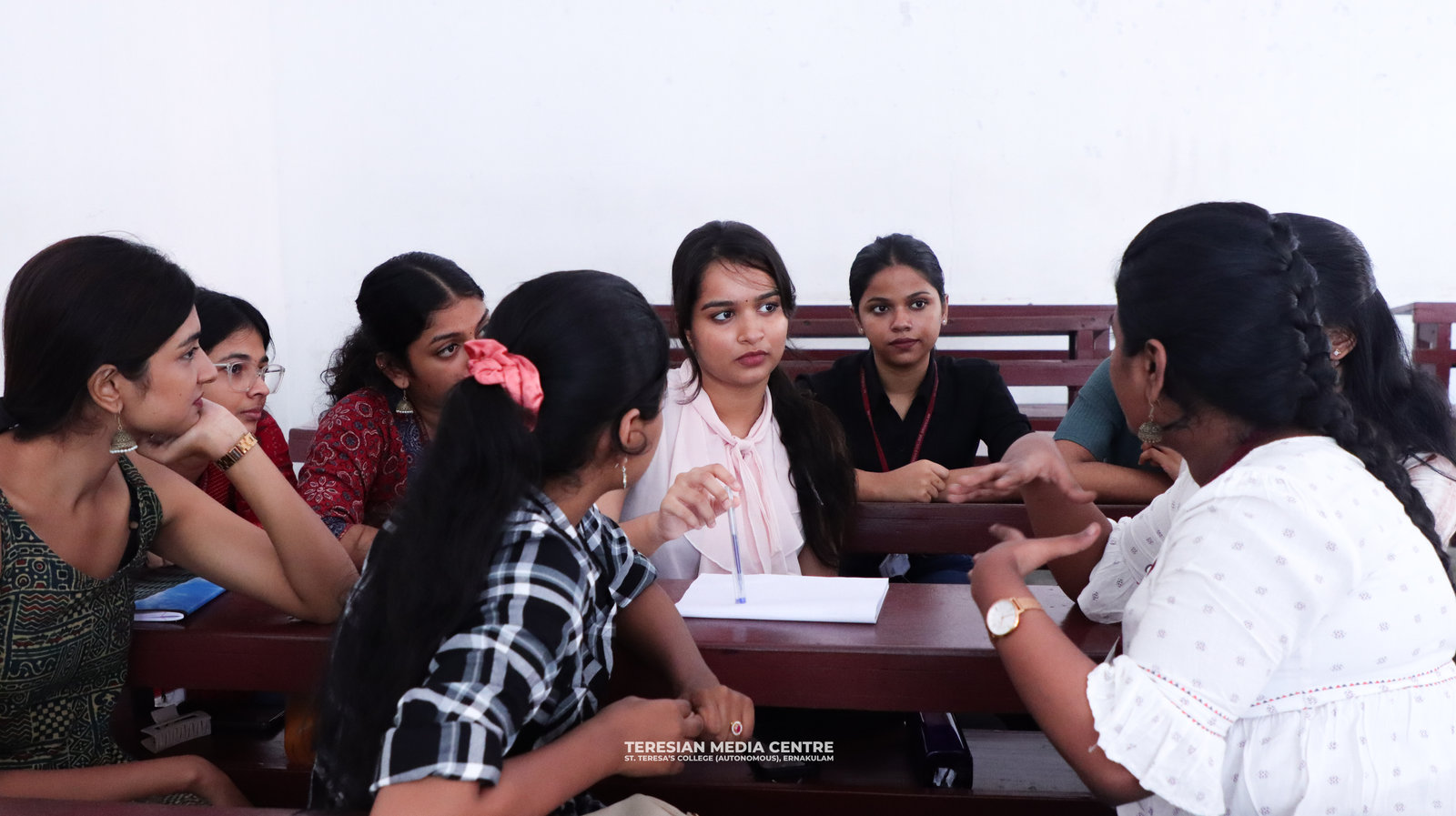 Students in discussion during a class