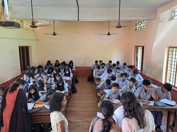 Students at their desks during the baseline survey