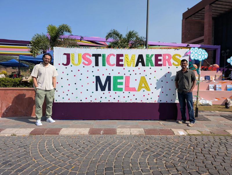 At the Justicemakers Mela sign in Jaipur